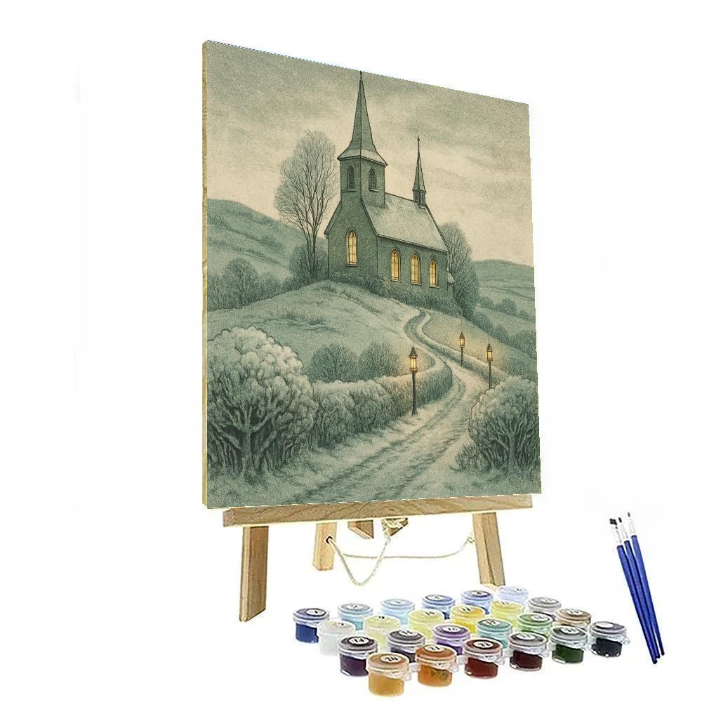 Church On A Frosty Hill DIY paint by numbers