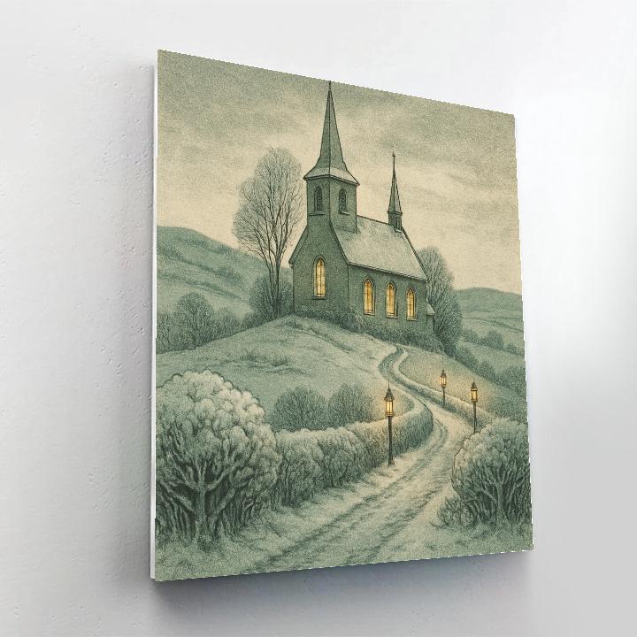 Church On A Frosty Hill DIY paint by numbers