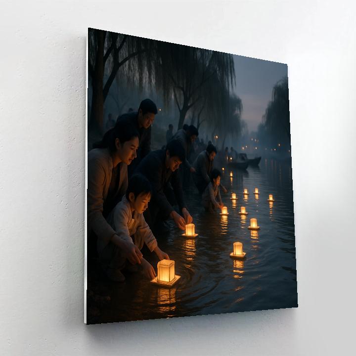 Lantern Festival River Release At Twilight paint by numbers