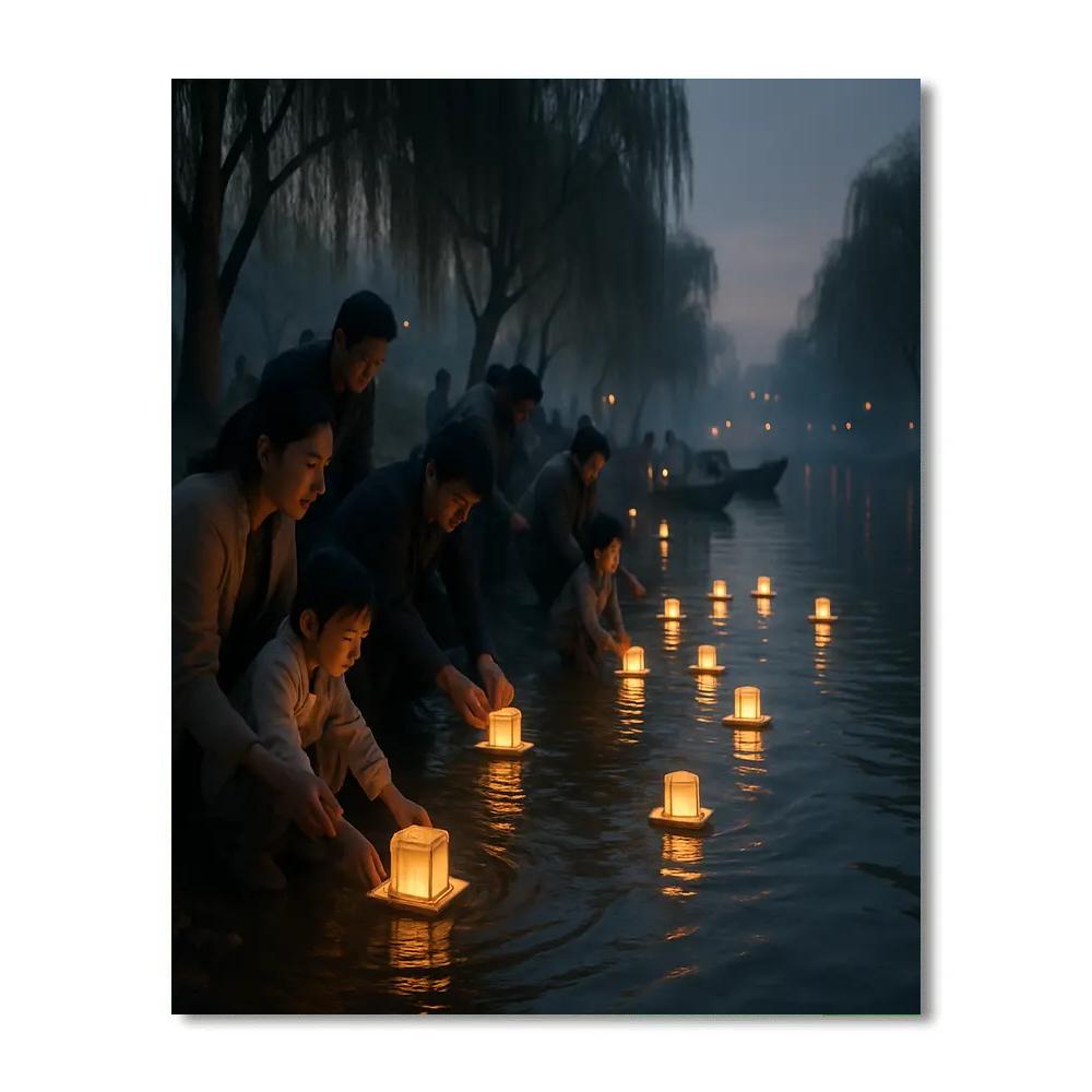Lantern Festival River Release At Twilight paint by numbers