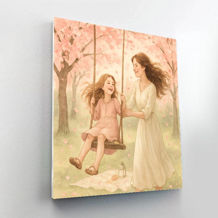 Swinging Under Cherry Blossoms Numbered painting kits