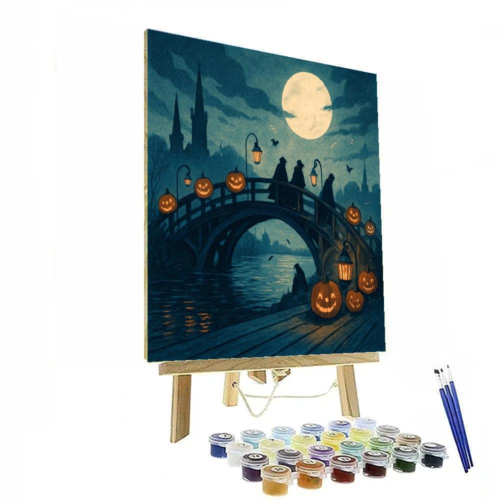 Midnight Lantern Bridge painting number kit