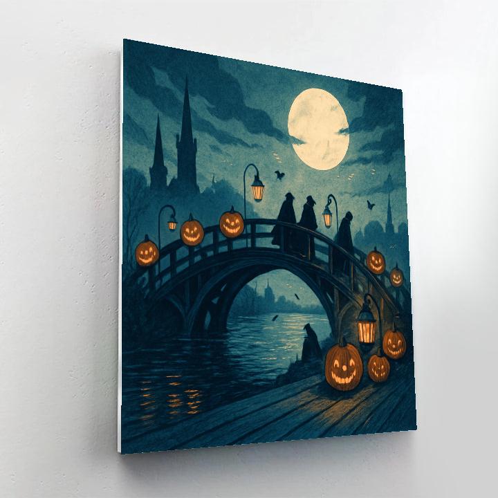 Midnight Lantern Bridge painting number kit