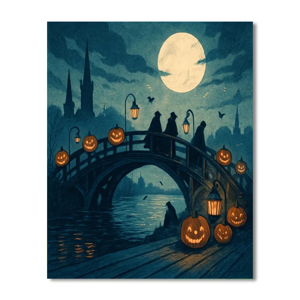 Midnight Lantern Bridge painting number kit