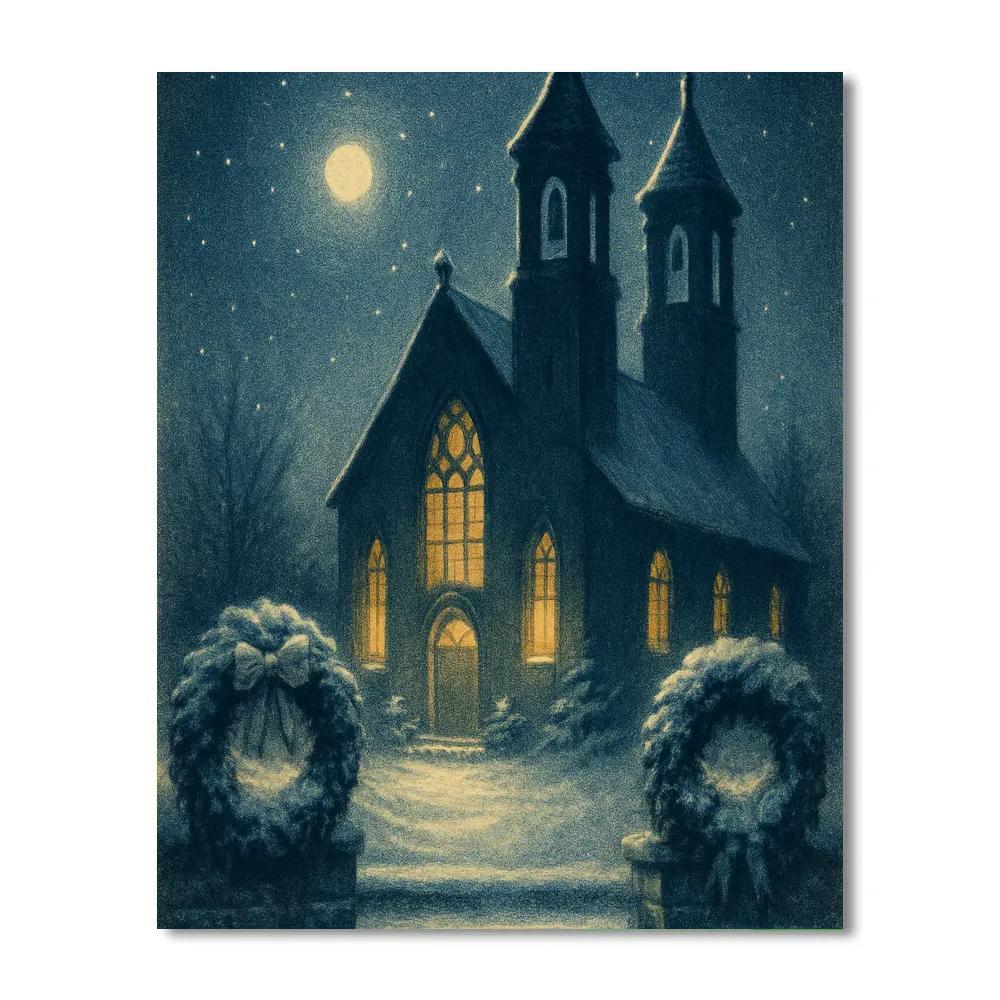 Cathedral Bells In Winter Hush Number painting
