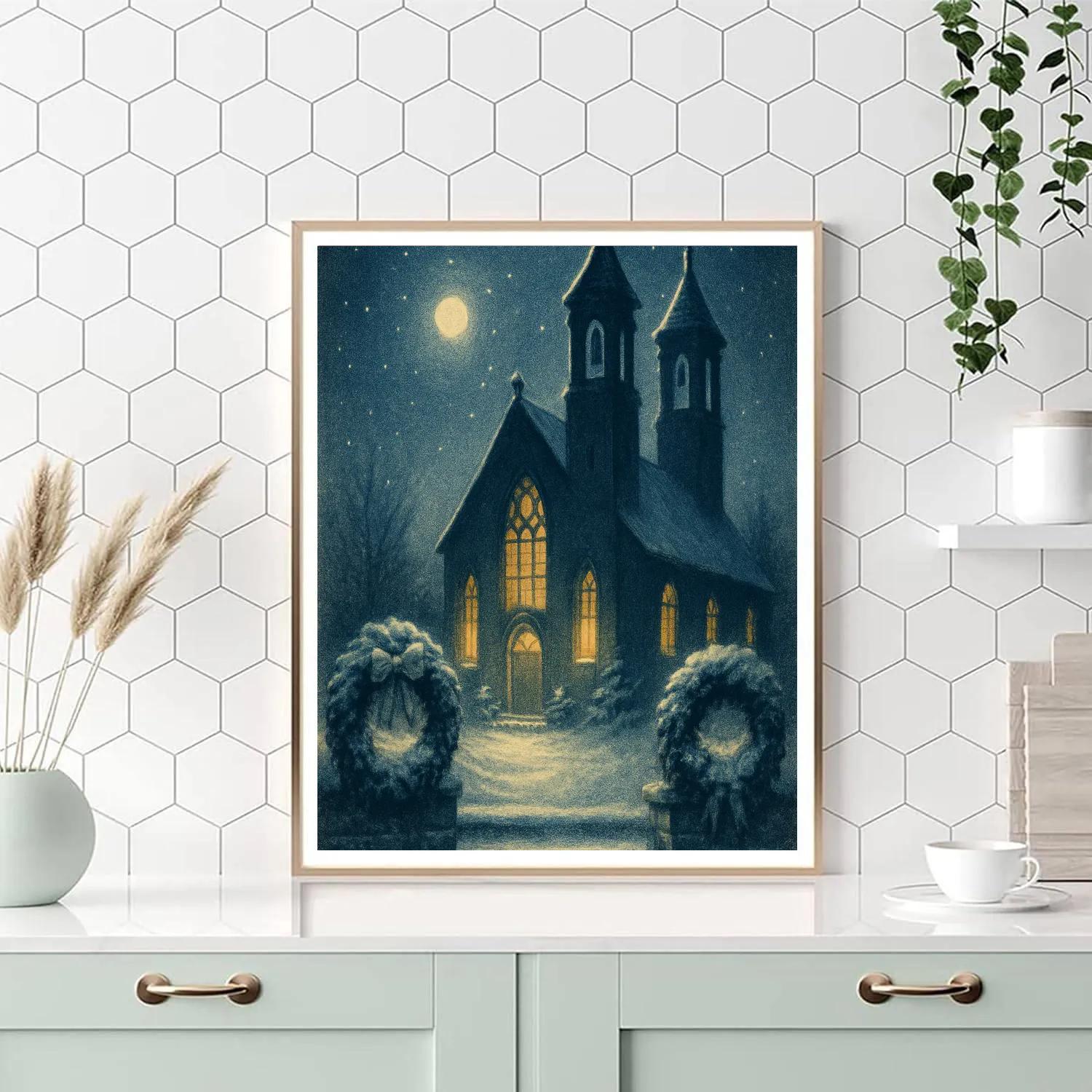 Cathedral Bells In Winter Hush Number painting