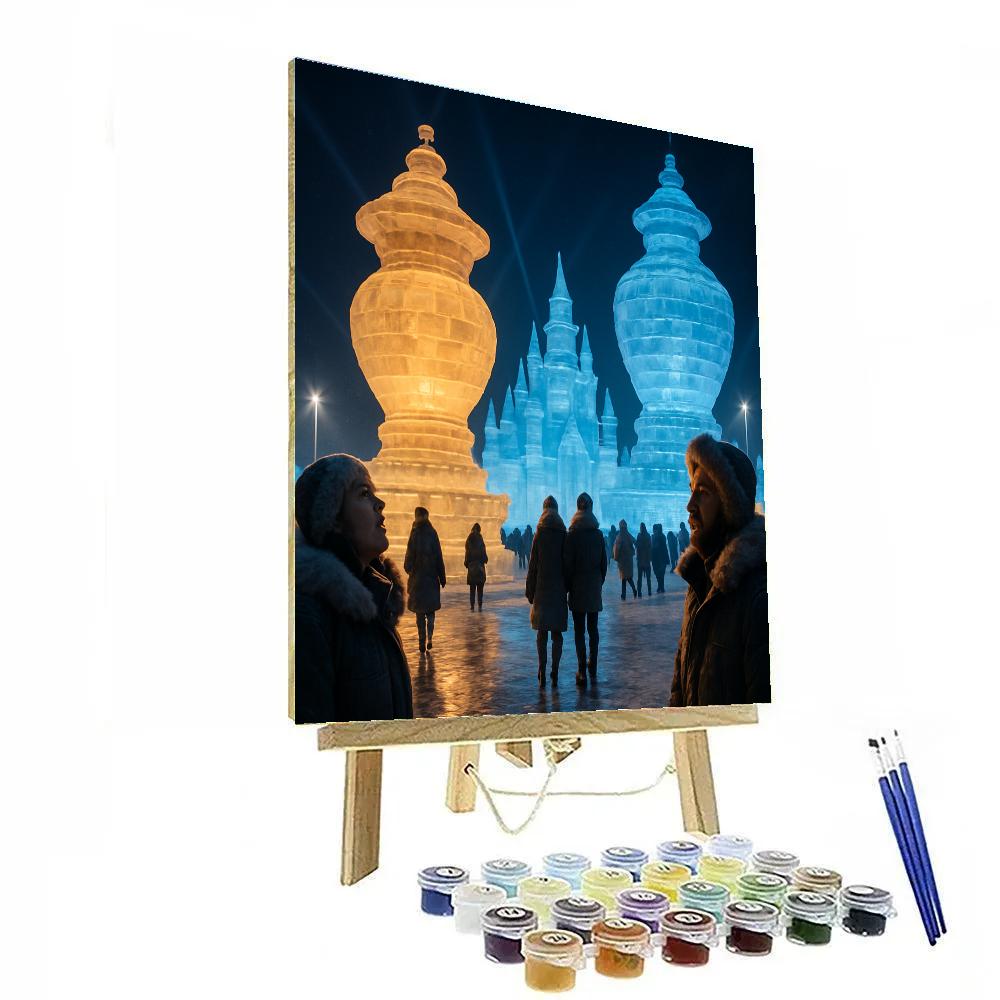 Harbin Ice Lantern Festival At Night Paint by numbers art