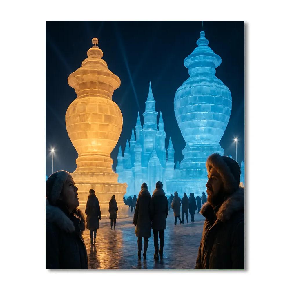 Harbin Ice Lantern Festival At Night Paint by numbers art