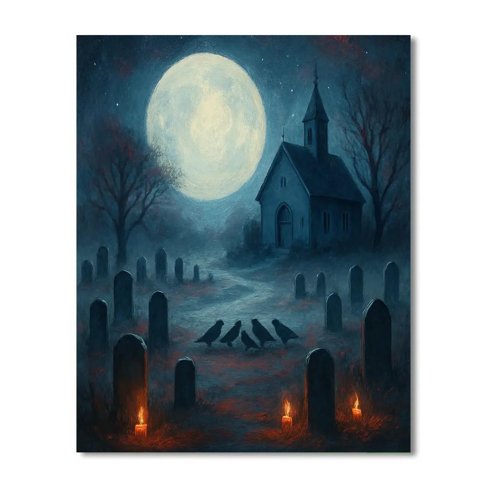 Silent Churchyard Nocturne Paint by numbers art