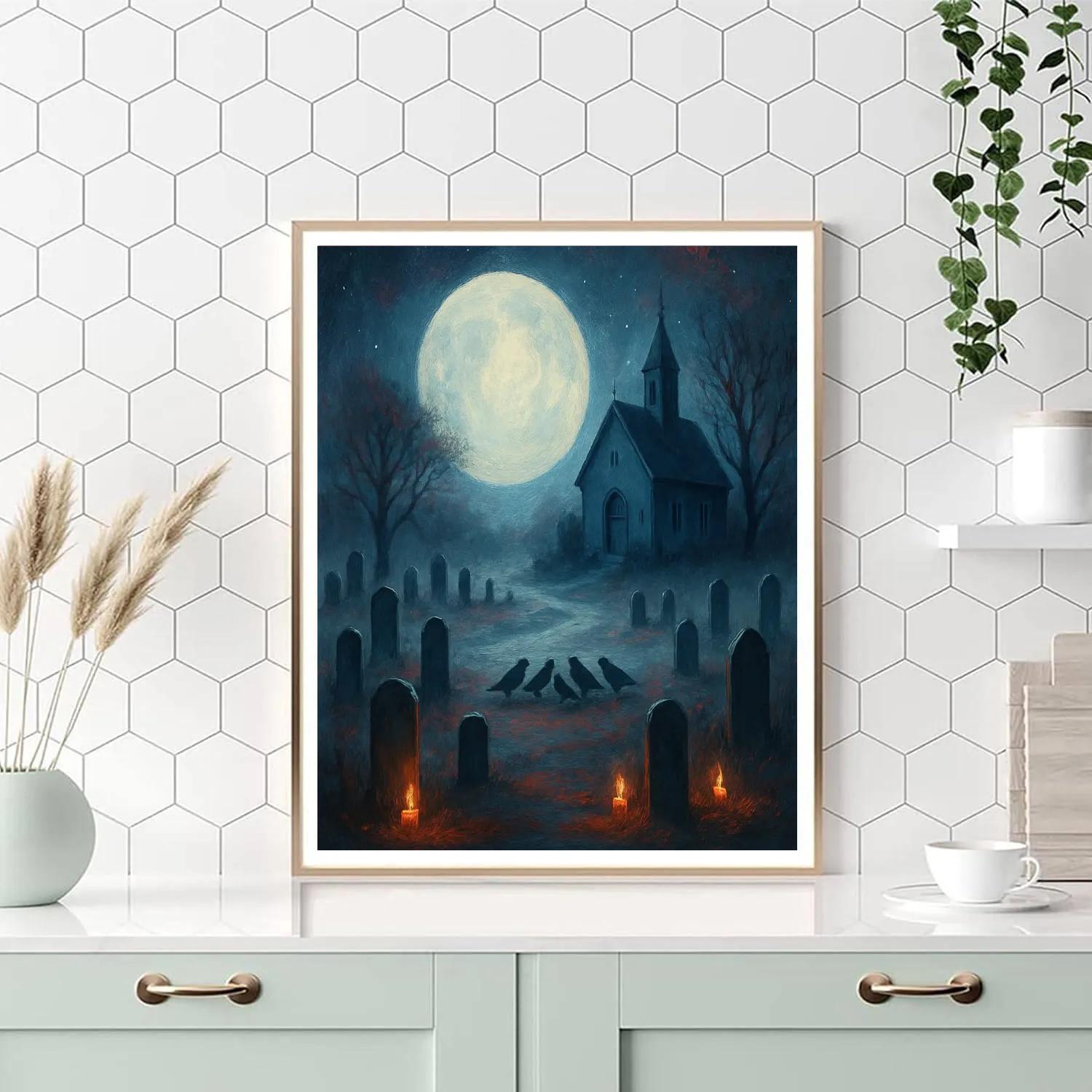 Silent Churchyard Nocturne Paint by numbers art