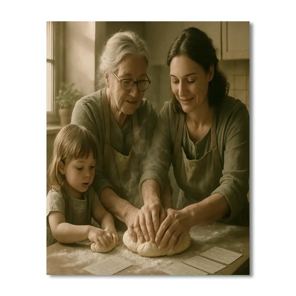 Quiet Cooking Lesson With Grandma And Mom DIY paint by numbers