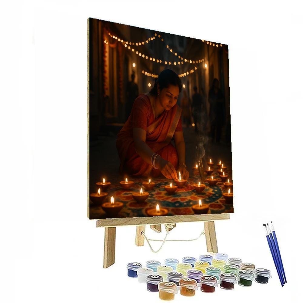 Diwali Celebration With Traditional Diyas painting number kit