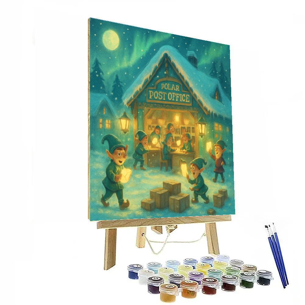 Polar Post Office At Twilight painting number kit