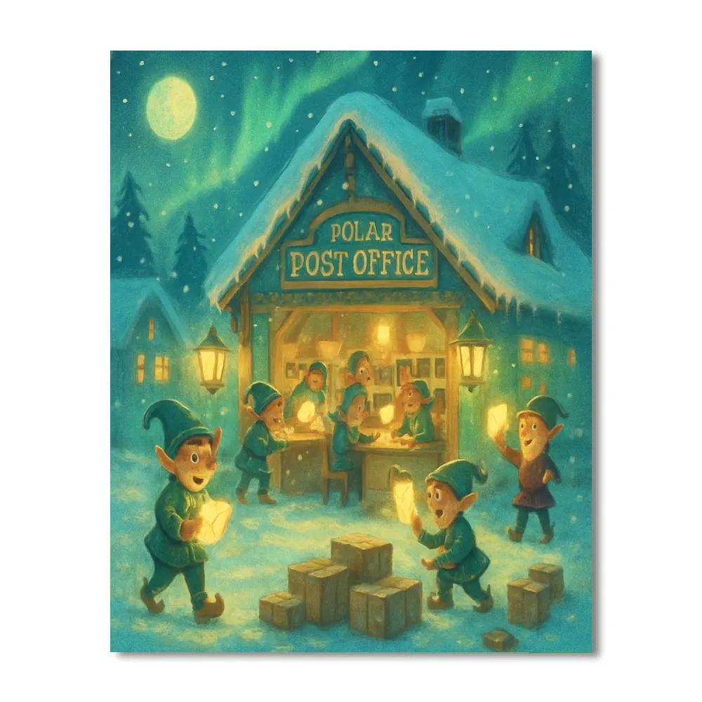 Polar Post Office At Twilight painting number kit