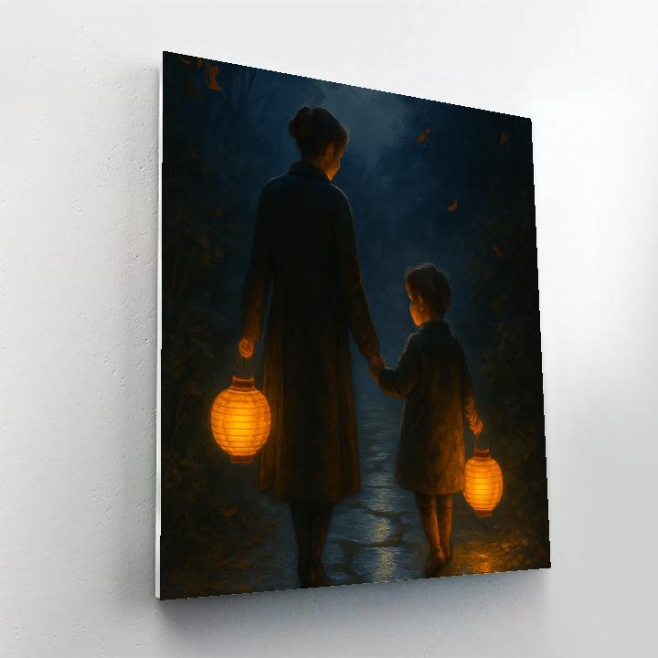 Mother And Child Lantern Walk Number painting