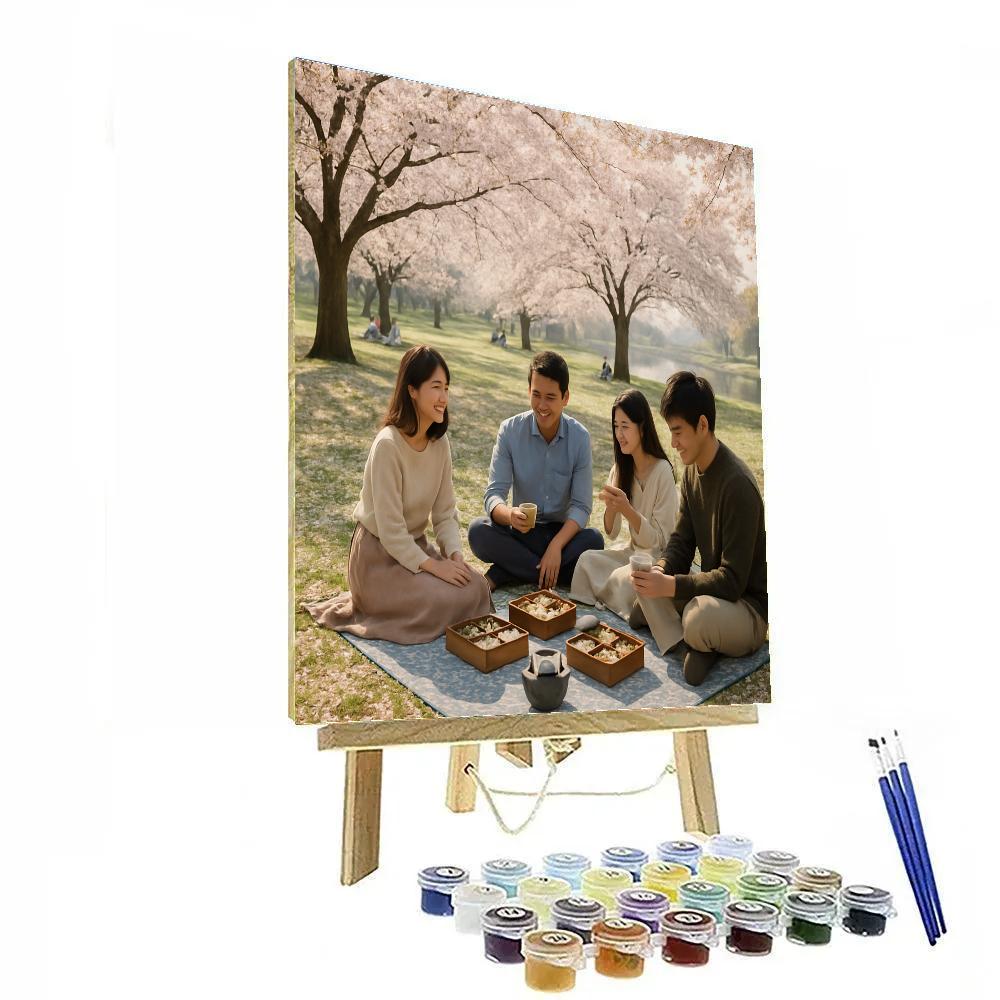 Hanami Picnic Under Cherry Blossoms Paint by numbers kits