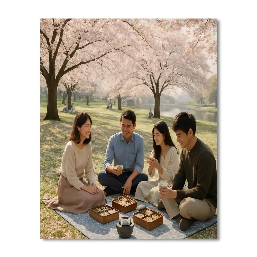 Hanami Picnic Under Cherry Blossoms Paint by numbers kits