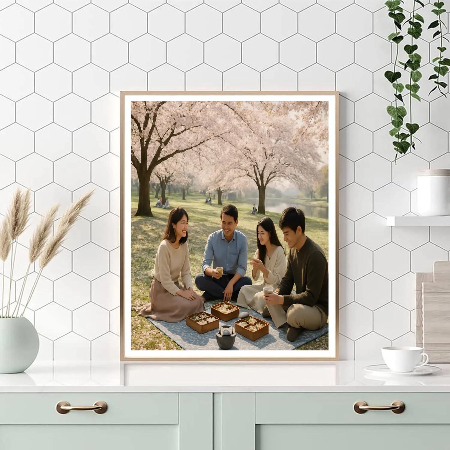 Hanami Picnic Under Cherry Blossoms Paint by numbers kits