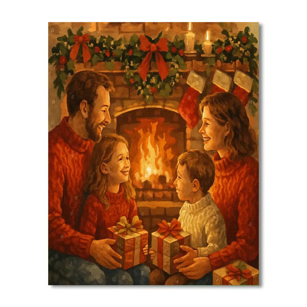 Holiday Hearthside Embrace Paint by numbers art
