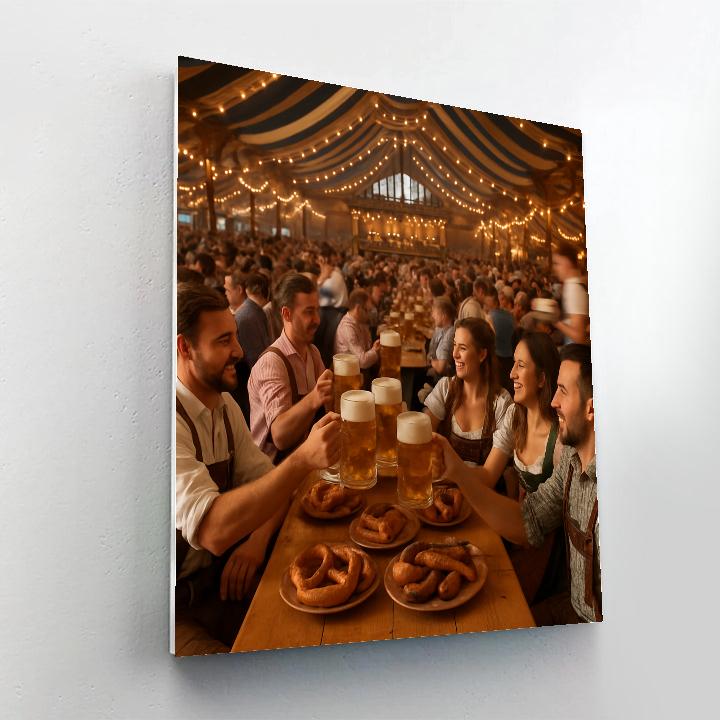 Oktoberfest Friends In Traditional Lederhosen paint by color