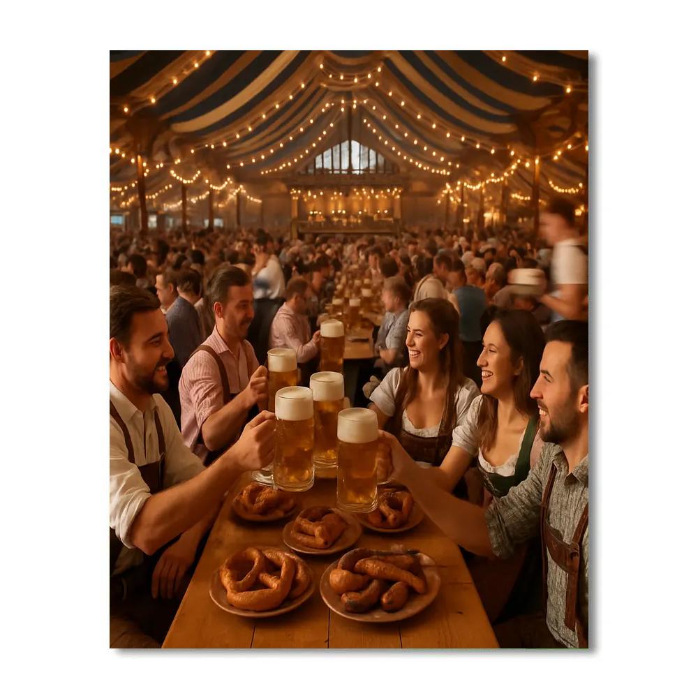 Oktoberfest Friends In Traditional Lederhosen paint by color