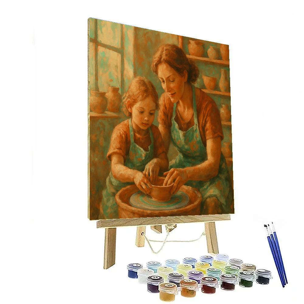 Mother And Child Pottery Morning paint by color