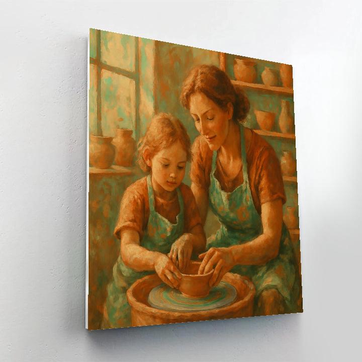 Mother And Child Pottery Morning paint by color
