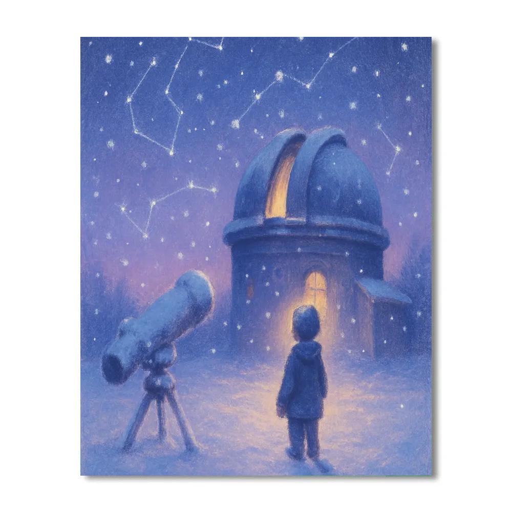 Stargazers Snowy Observatory paint by numbers