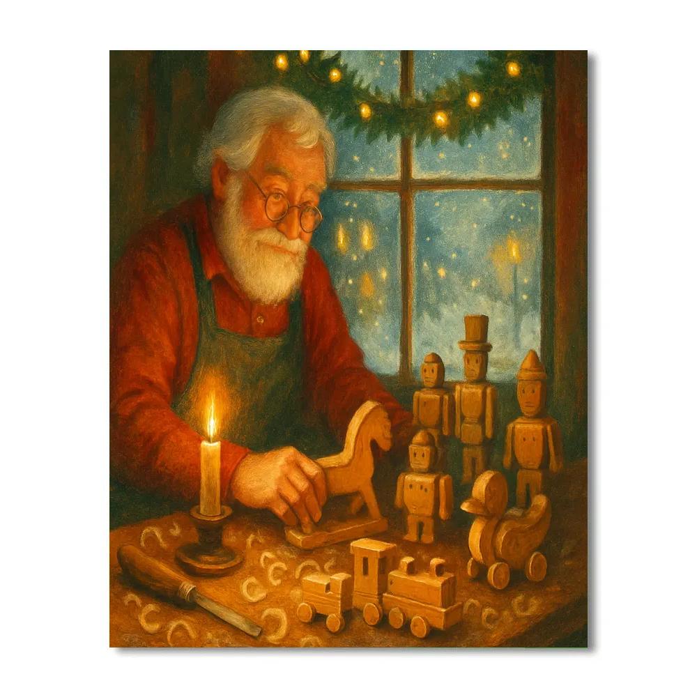 Snow-Covered Toymakers Window DIY paint by numbers