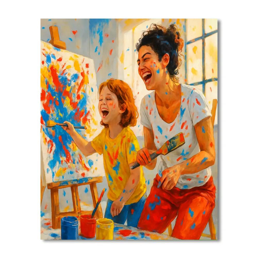 Mother And Child Canvas Painting Duo paint by number