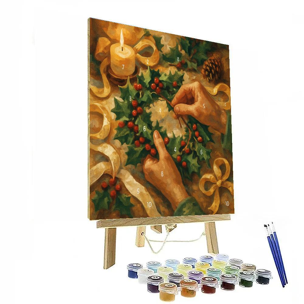 Holly Wreath Workshop paint by numbers