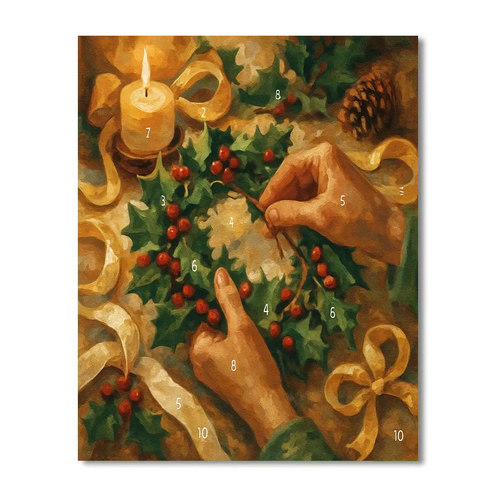 Holly Wreath Workshop paint by numbers