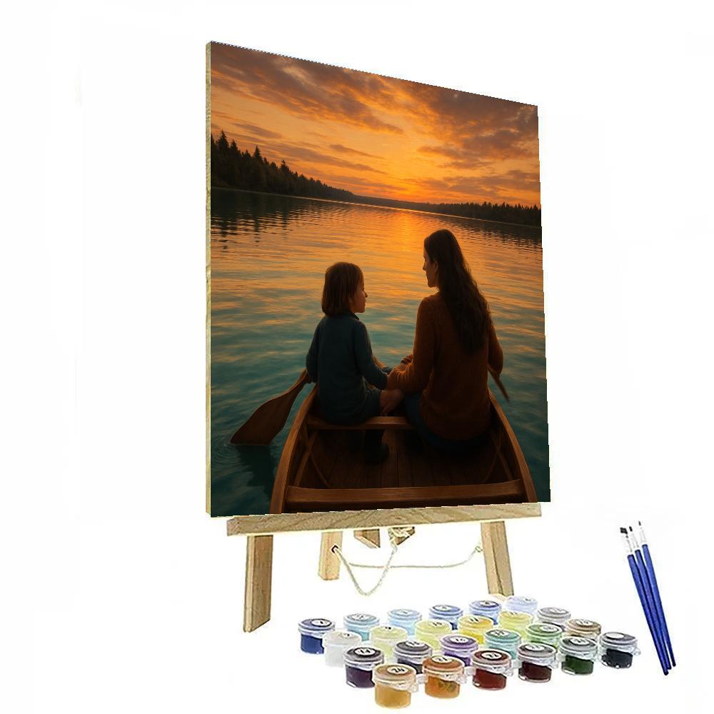 Mother And Child Canoe Sunset Painting by numbers kit
