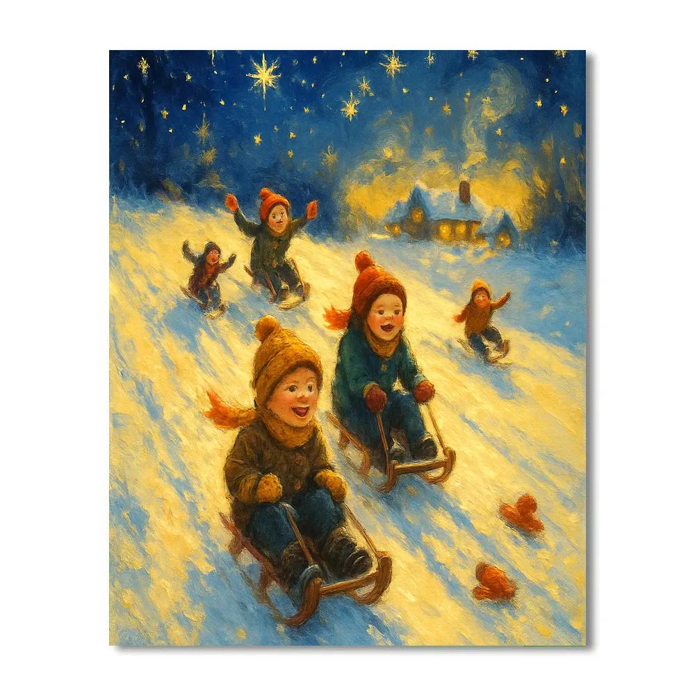 Sledding Path Of Starlight Paint by numbers art