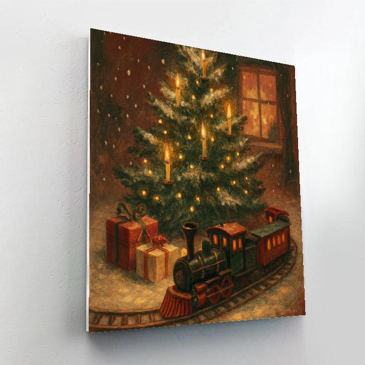 Toy Train Around The Snowbound Tree Paint by numbers art