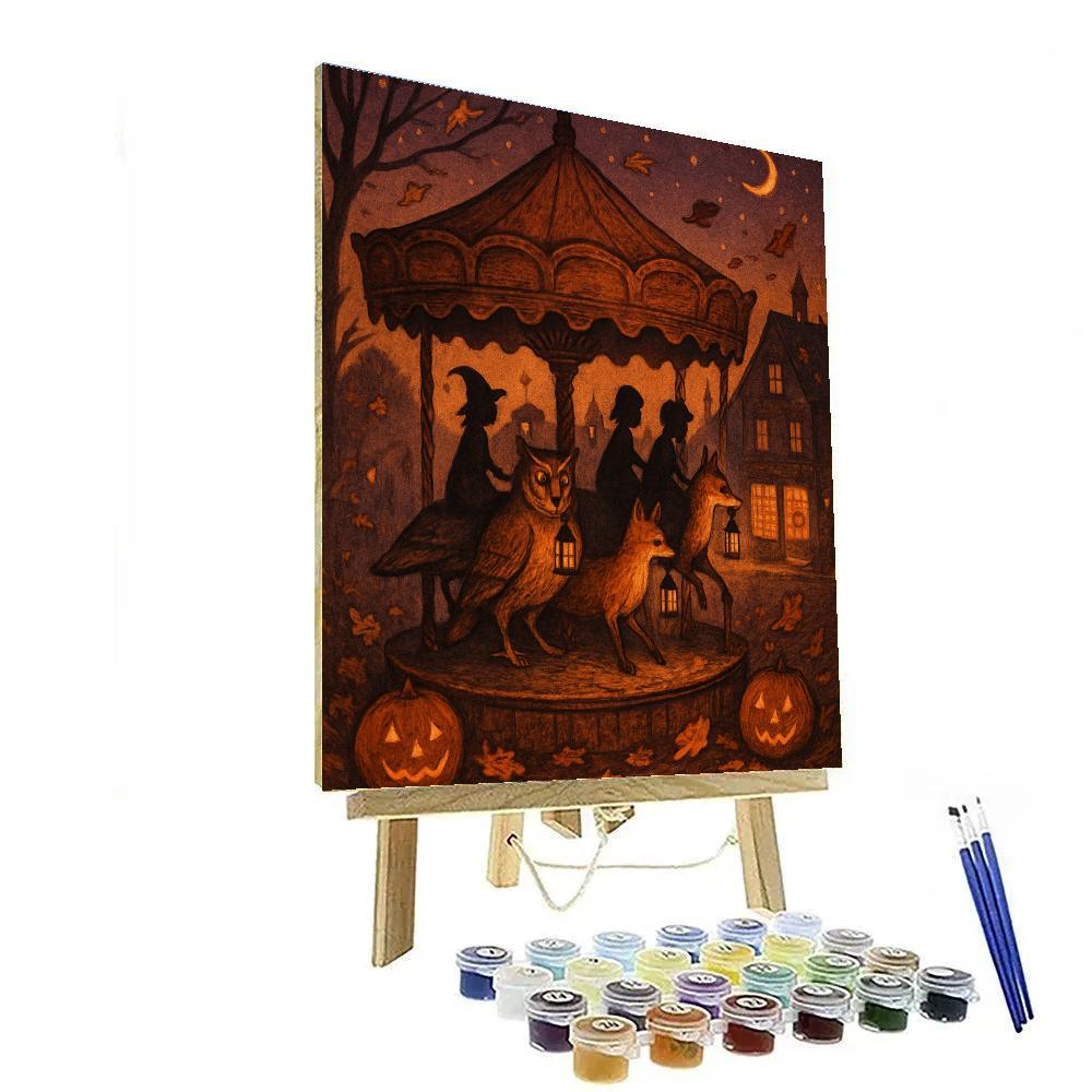 Harvest Carousel At Night paint by color