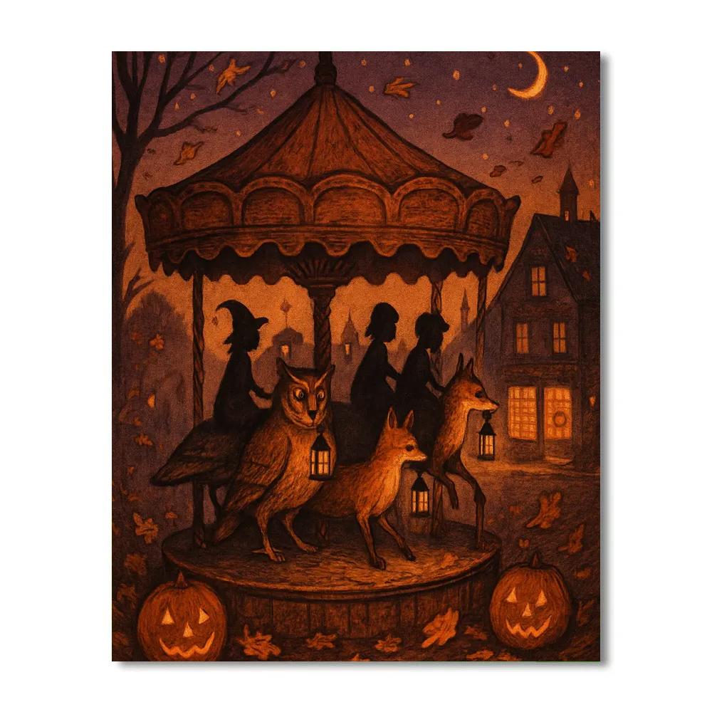 Harvest Carousel At Night paint by color