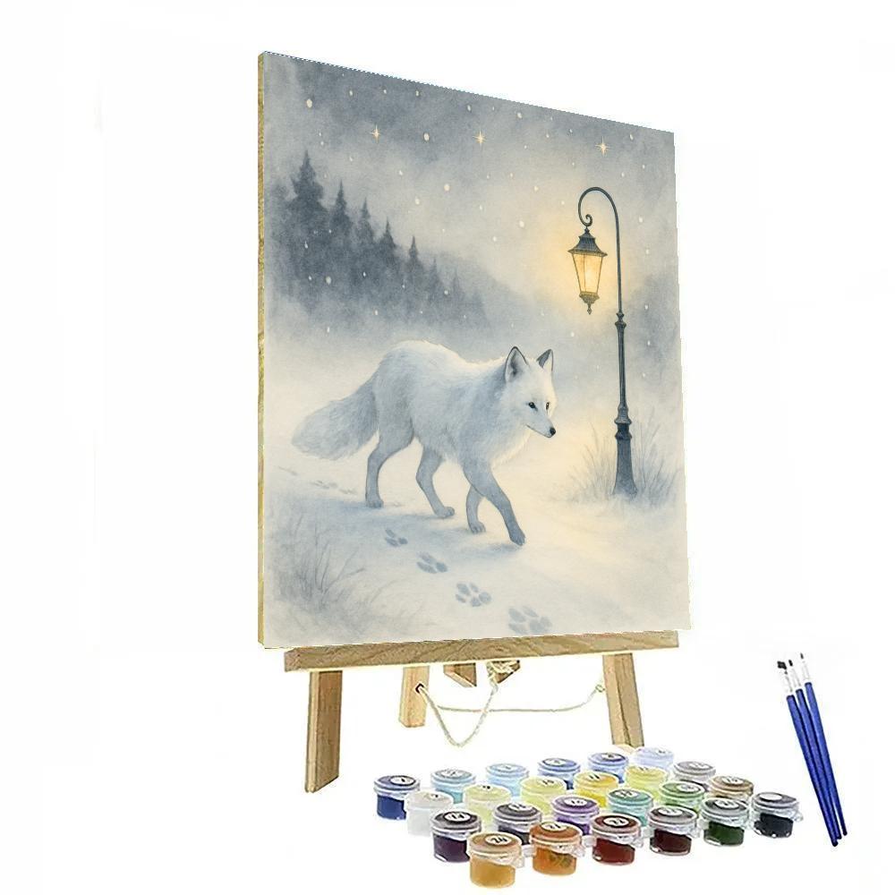 Snow Fox Lantern Path Paint by numbers art