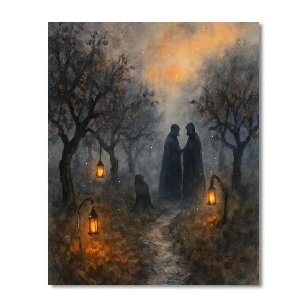 Fogbound Orchard Path Painting by numbers kit