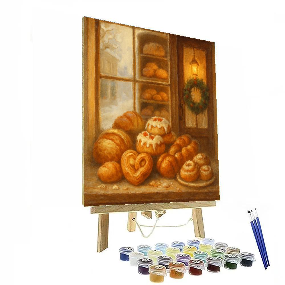 Holiday Window Bakery Glow Paint by numbers art
