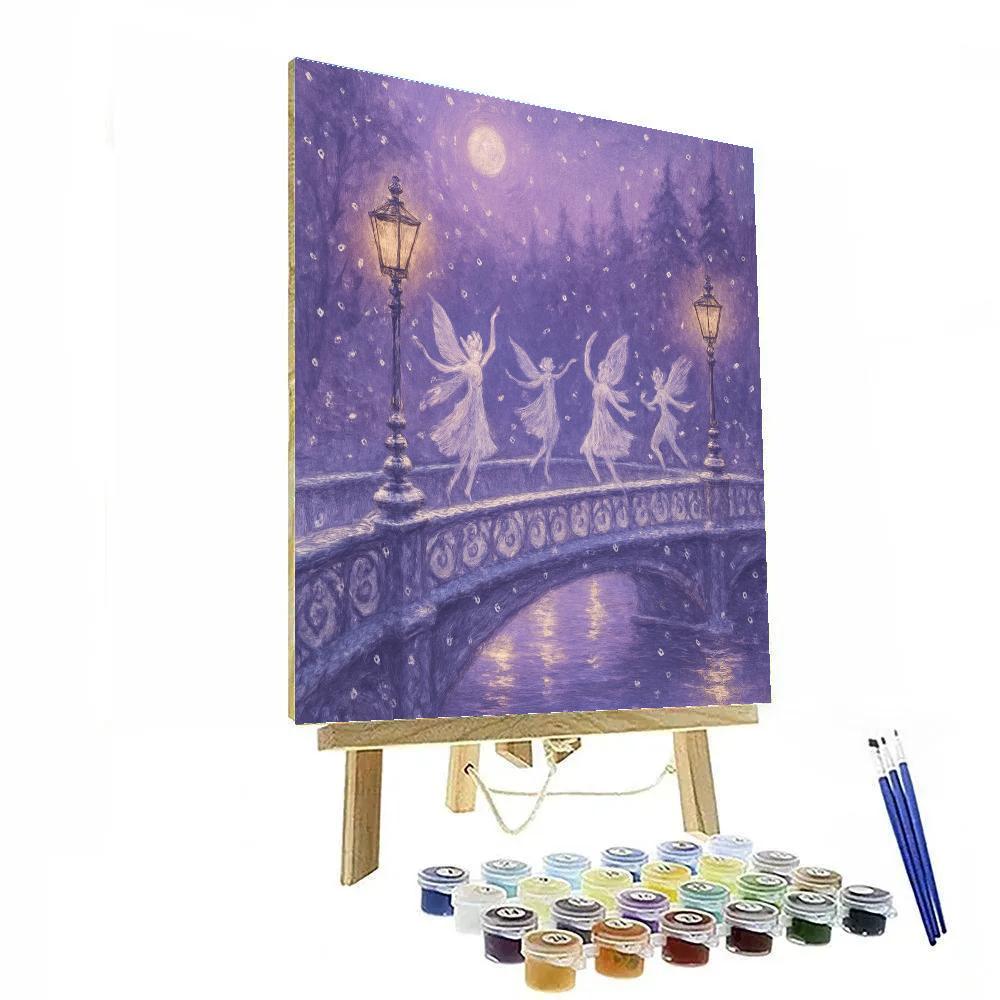 Frost Fairies On Lamplit Bridge paint by number