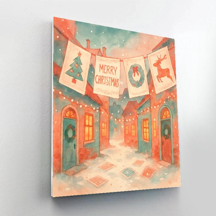 Holly Jolly Postcard Alley paint by numbers