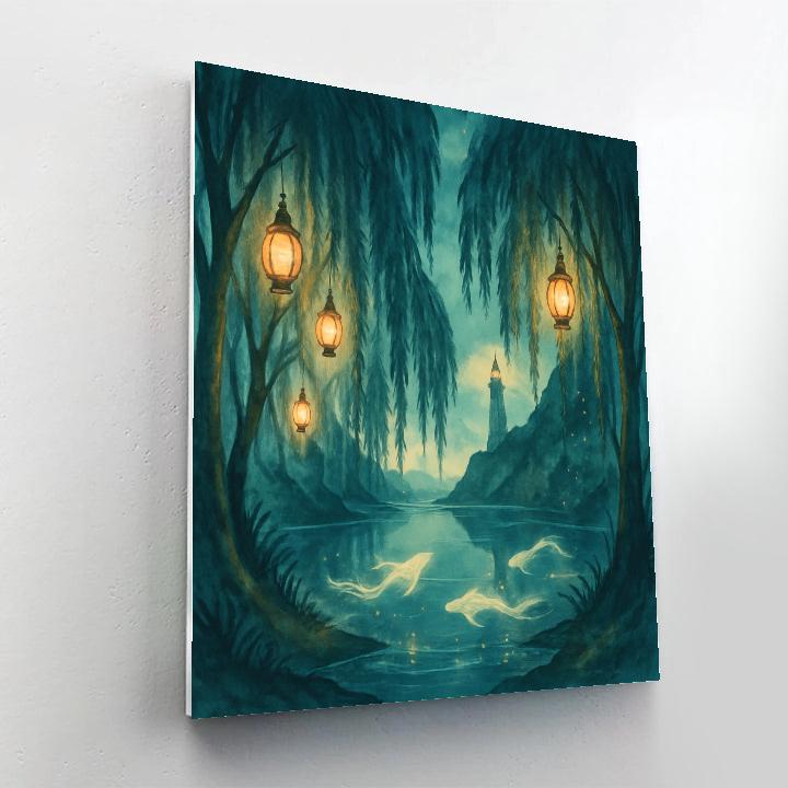 The Willow Lantern Cove paint by number