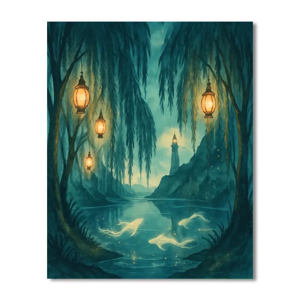 The Willow Lantern Cove paint by number