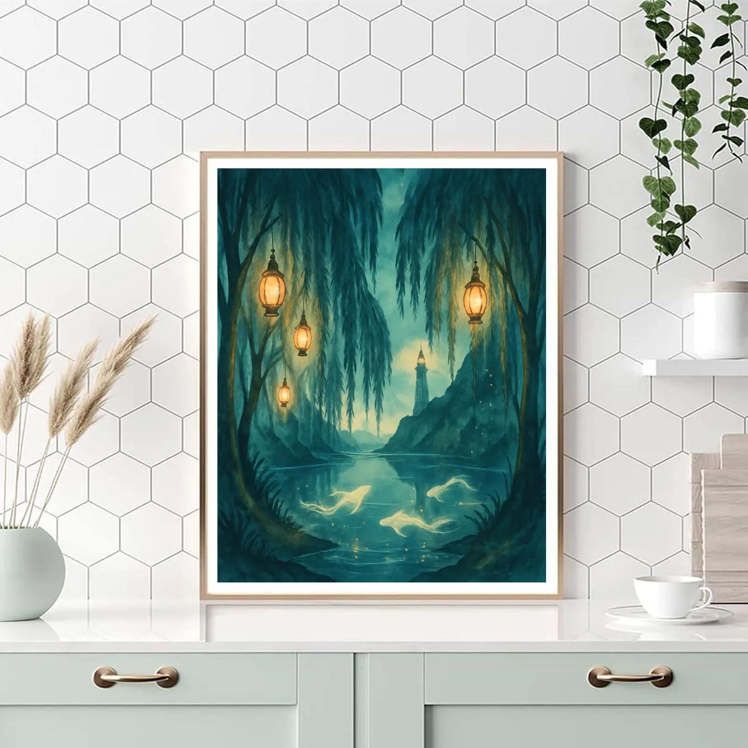 The Willow Lantern Cove paint by number