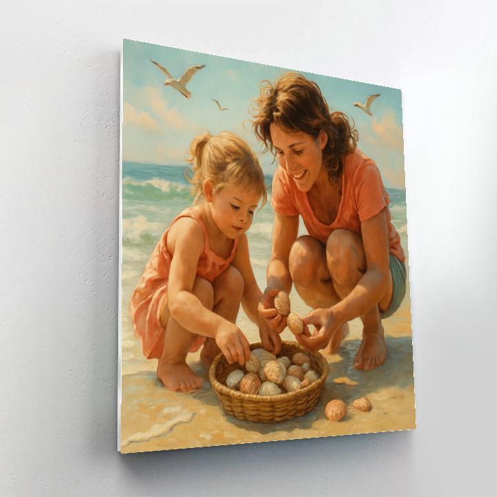Seashell Collecting With Mom Numbered painting kits