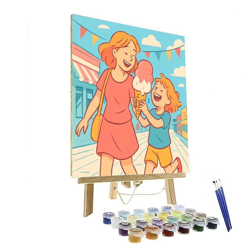Mother And Child Ice Cream Stroll Number painting