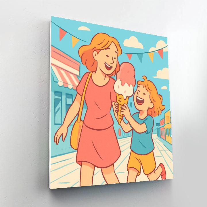 Mother And Child Ice Cream Stroll Number painting