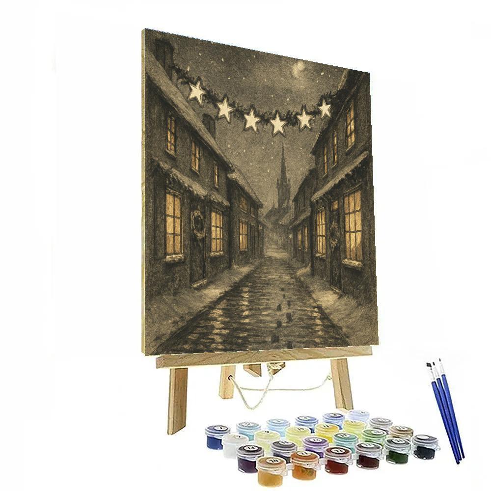 Star Garland Over Cobblestone Lane paint by color