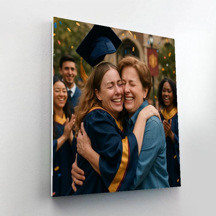Graduation Cap Toss Hug With Mom Paint by numbers art